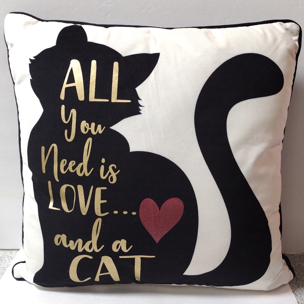 "All you need is Love..and a Cat" Decorative home accent Square Throw Pillow